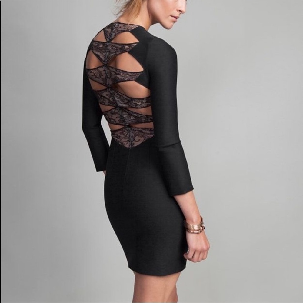 Noam Hanoch Black black lace knit dress